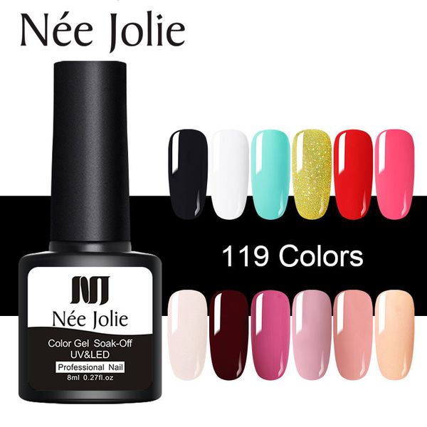 

nee jolie nail gel polish 8ml one-scolor uv led gel lacquer soak off uv varnish nail art accessory decoration, Red;pink
