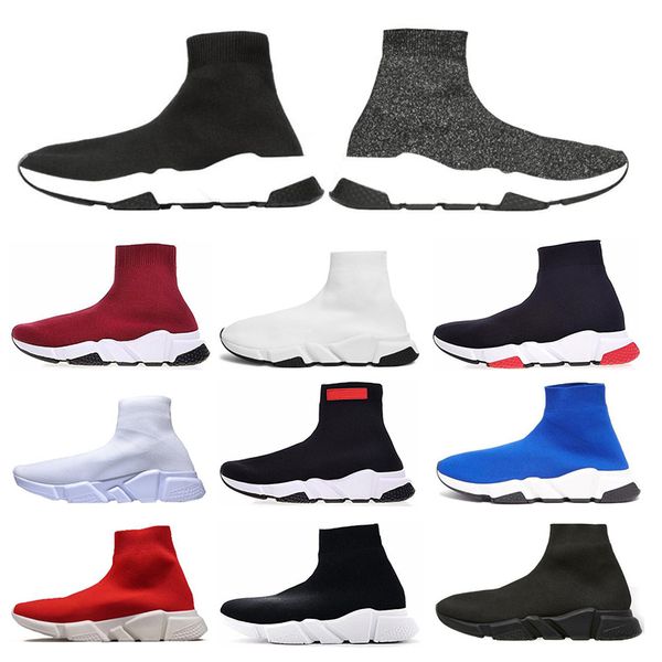 

2019design speed Trainer men women Sock Shoes black white blue red glitter Flat Luxury casual shoes mens Trainers Runner sneakers size 36-45