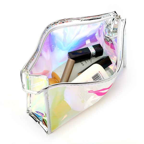 

dihope women make-up bags colorful laser makeup bag cool holographic clutch cosmetic bag transparent kids girl mini bags