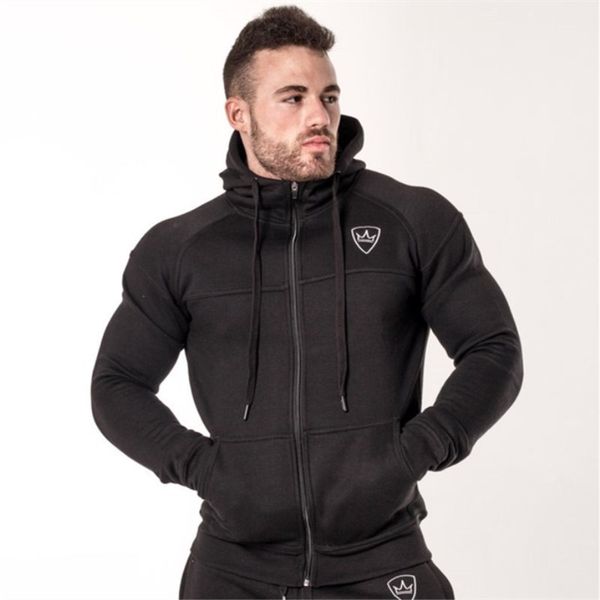 

2019 winter new men cotton hoodie sweatshirt man fashion sportswear male gyms fitness hoodies workout mountaineering coat, Blue;black