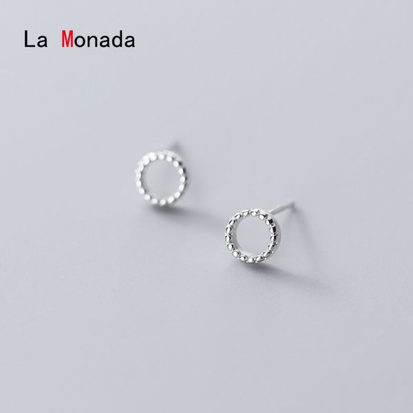 

la monada circle earings studs 925 sterling silver fine jewelry minimalist beautiful stud earrings for women silver 925 korean, Golden;silver
