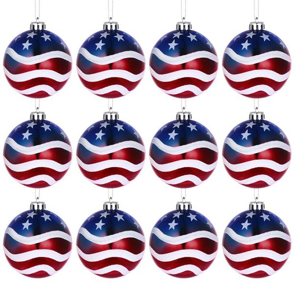 

12pcs 8cm christmas ball ornaments tree decorations for holiday wedding party decoration (the stars and the stripes