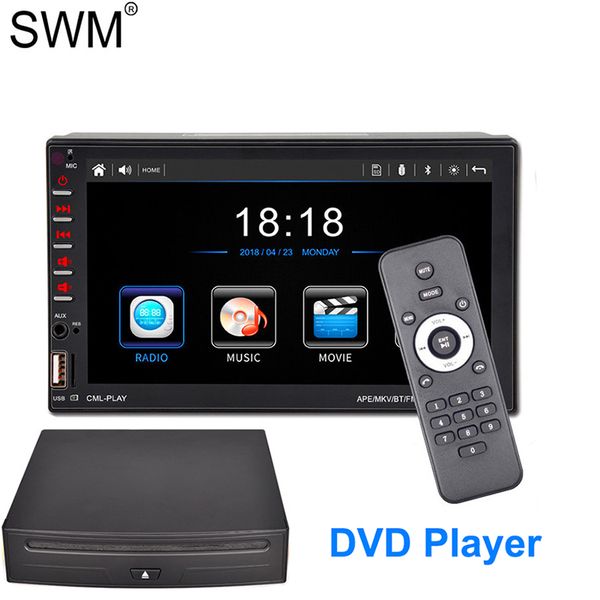 

swm 7" 2 din car radio stereo dvd multimedia player d-bus mirror link bluetooth cd dvd autoradio audio radio coche 2din fm