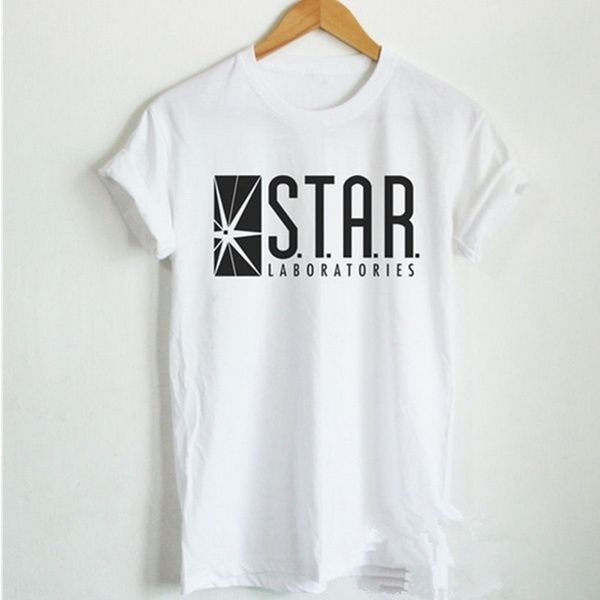 

mens summer t shirt the flash dc barry allen laboratories star labs letter print 100% cotton o-neck tees black white size s-3xl, White;black