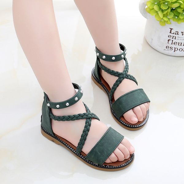 

new kid shoes leather girls shoes kids summer baby girls sandals skidproof infant children kids beige summer slipper, Black;grey