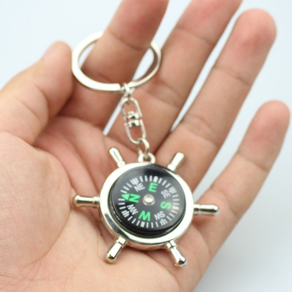 

1pc key chain mini compass outdoor camping hiking finding way hiker navigator utility gear survival keychain compass, Silver