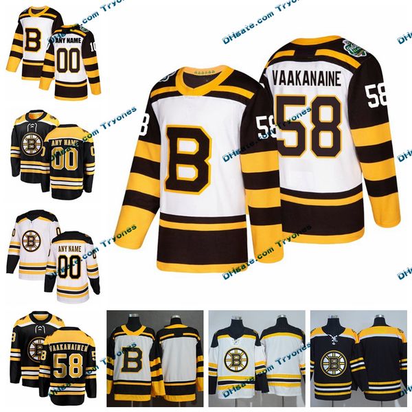 

2019 winter classic boston bruins urho vaakanainen mens stitched jerseys customize home black shirts 58 urho vaakanain hockey jerseys s-xxxl, Black;red