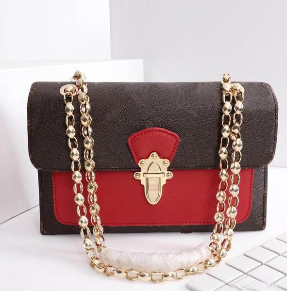 

2019 new design women chain messenger bag victoire shoulder bag genuine leather pathcwork two-tone crossbody bags flap handbag pochette tote