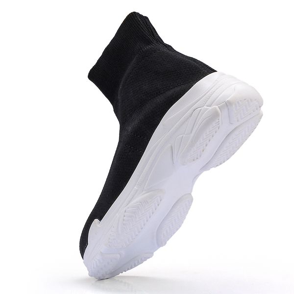 

sneakers sock-like walking shoes light comfortable slip-on high-inside with cotton man and woman shoes for winter, Black