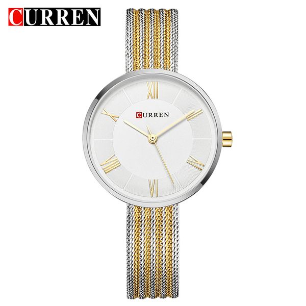 

curren new fashion creative women bracelet watches dress ladies wristwatch casual quartz clock gift, Slivery;brown