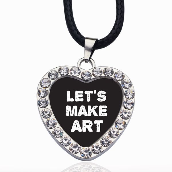

let's make art circle charm crystal necklace heart pendant crystals from for girls gifts silver color chain kids jewelry, Bronze;silver