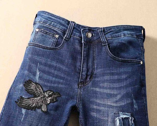 

original single new man ga jeans designer 19ss soft cowboy pants hop selling the new printing outdoor men jeans, Blue