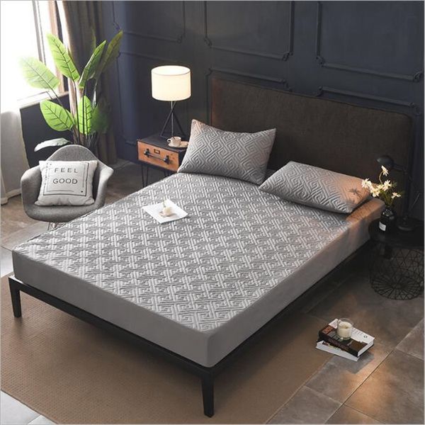 

pure colour cotton bed hat single piece thickened cotton bed cover anti-dust anti-mite anti-slippery elastic mattress cover