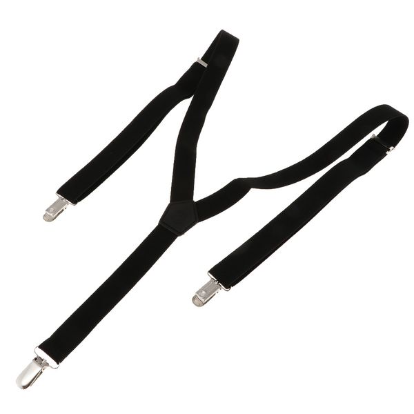 

mens y-back suspenders adjustable elastic 3 clip casual formal pants braces, White;black