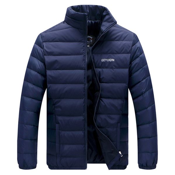 

2019 mens winter warm 80% white duck down light jacket casual outerwear snow stand collar brand male feather coat parkas clothes, Black