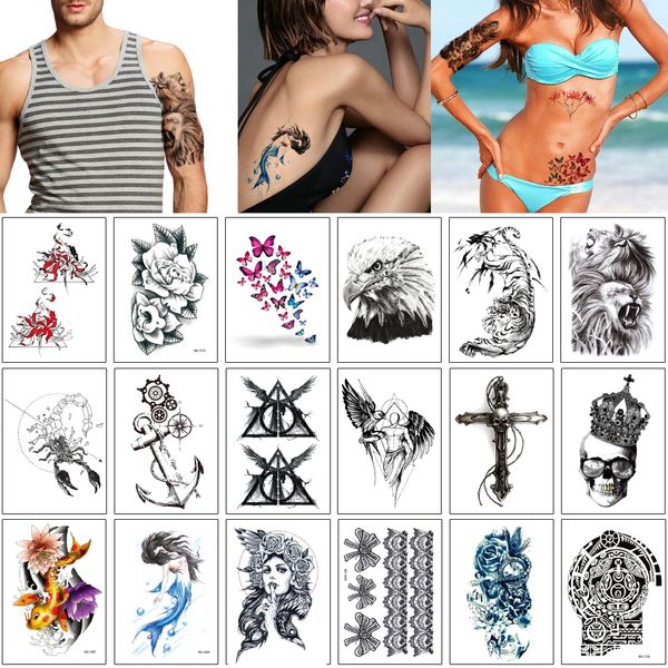 Acheter 15x21cm Mx Eau Transfert Tattoo Fleur Bras Jambe Arrière Poitrine Body Art Design Tigre Loup Bouddha Beauté Temmporary Autocollants Tattoo