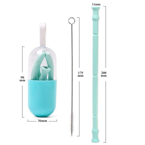

collapsible silicone straw reusable folding drinking straw with carrying case cleaning brush party bpa accessories l2