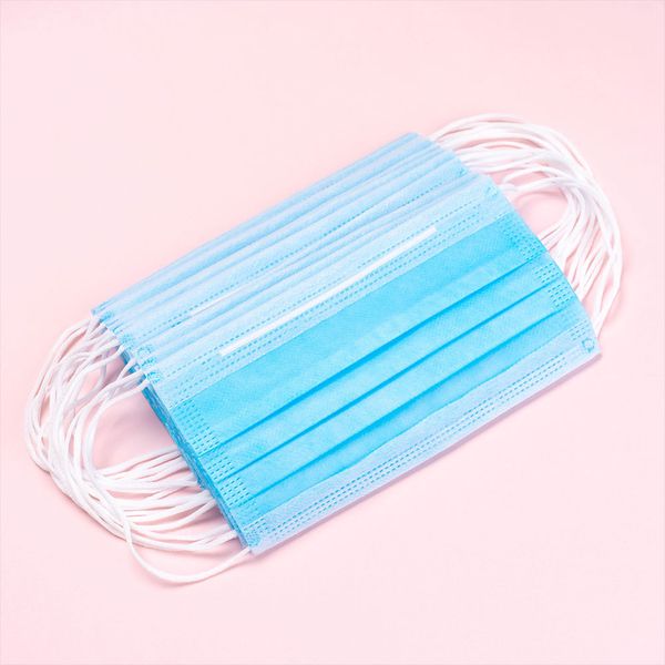

blue 3 ply non-woven ce disposable face mask with earloop