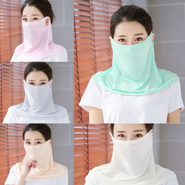 

zpyts women scarf face mask 38 styles silk chiffon handkerchief windproof outdoor half face dust-proof sunshade masks scarf scarf designer, Black