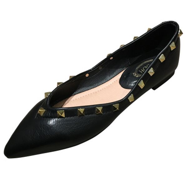 

2020 весна, лето, осень, заостренные тенденции моды, заклепок, мягкое дно, удобные размера женские плоские ботинки, Black