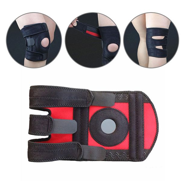 

1 pc adjustable sports knee protector motorcycle motocross riding cycling skating camping safety guard brace pads brace support, Black;gray