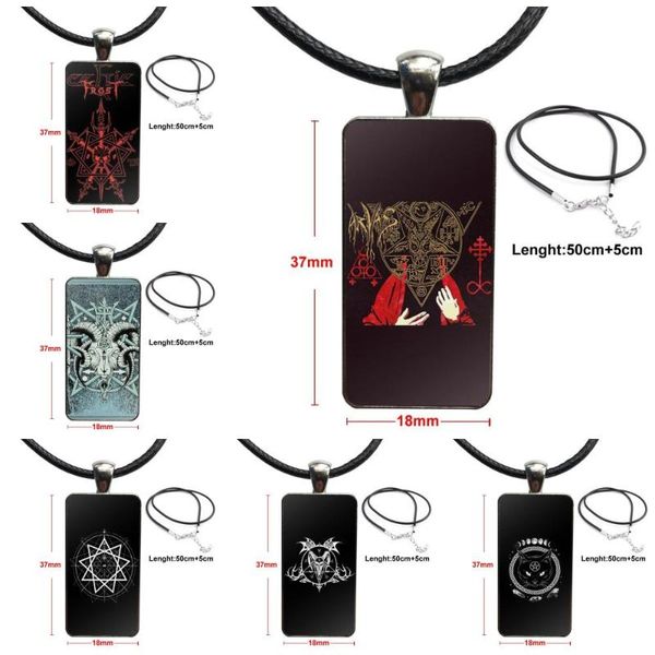 

satanism flexibles vintage jewelry steel color glass cabochon choker pendant long rectangle necklace for women, Silver