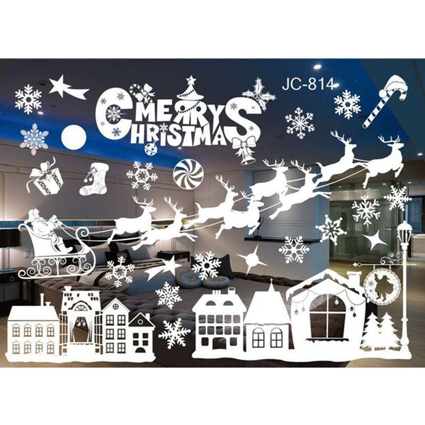 

20 styles merry christmas window glass pvc wall sticker diy snow town wall stickers new year home decal christmas decoration 1pc