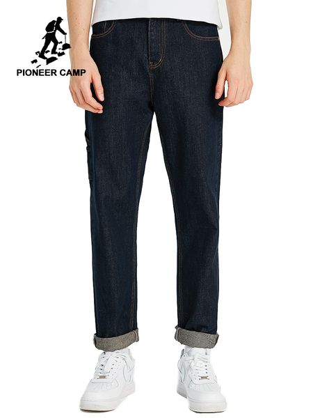 

pioneer camp men's black jeans straight classic fashion designer brand cotton denim casual man pants anz907412t, Blue