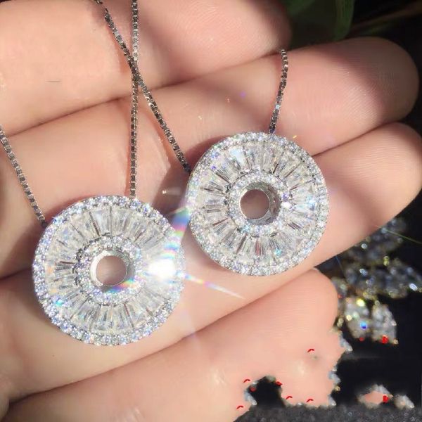 

brand round pendants simulated diamond real 925 sterling silver wedding pendant with necklace for women bridal jewelry girl gift