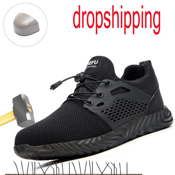 

dropshipping 2019 new men's lndestructible steel nose safety work shoes anti-smashing construction safety work sneakers 36-48, Black