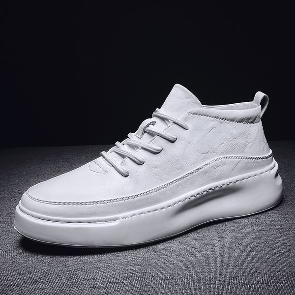 

2019 men leather shoes genuine leather spring autumn casual shoe male sneakers white fashion walking footwear chaussure homme, Black