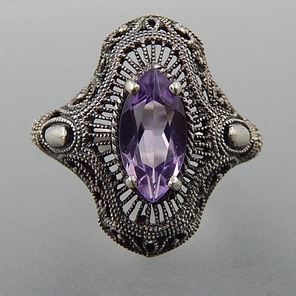 

ladies bohemian vintage antique ring, fashion silver plated purple color crystal zircon ring, exquisite wedding ring a3m411, Slivery;golden