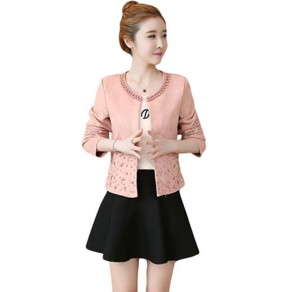 

women jackets 2019 new beading o collar women coat 3xl 4xl plus size jacket long sleeve jacket ae6, Black;brown