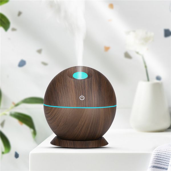 

130ml humidifiers aroma essential oil diffuser usb ultrasonic wood grain mini mist maker 7 led light car home air fresher