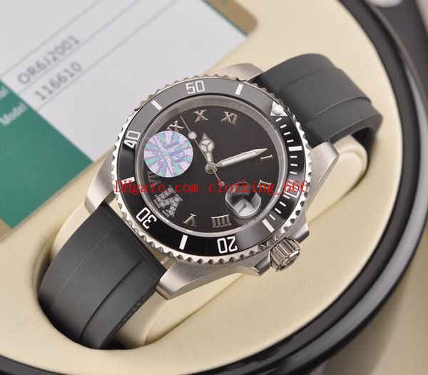 

6 style luxury watch 40mm 116610 316l steel ceramic bezel 8215 movement rubber bracelet sapphire waterproof automatic mens watch, Slivery;brown