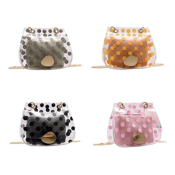 

designer-jhd-women's messenger bag jelly transparent chain shoulder bag polka dot small square simple messenger