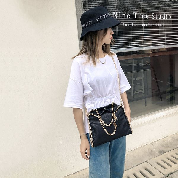 

2020 new fashion soft pu hand-woven chain wrapping edge large capacity tote shoulder bag crossbody office daily