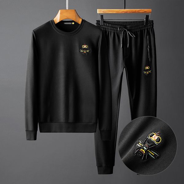 

2019 autumn embroidery men hoodies suit casual clothes drawstring slim tracksuits sweatshirts mens track suits ropa para hombre, Gray