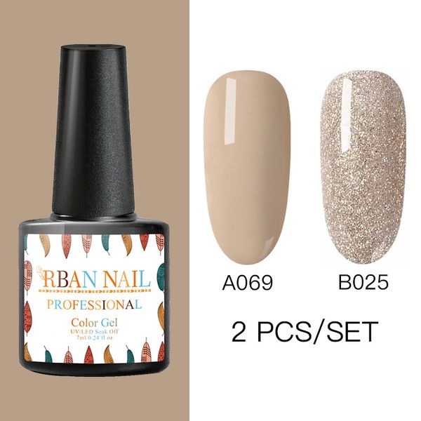 

rban nail 2pcs/lot glitter uv gel nail polish set nude color series led gel varnish semi permanent lacquer sequins ge, Red;pink