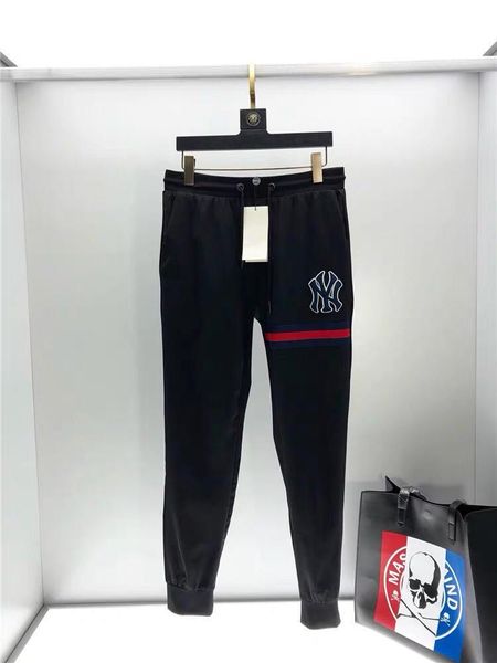 

19ss luxurious brand ny yankees long pants terry trousers all-match fashion hip-hop high streetwear cool sports trousers, Camo;black