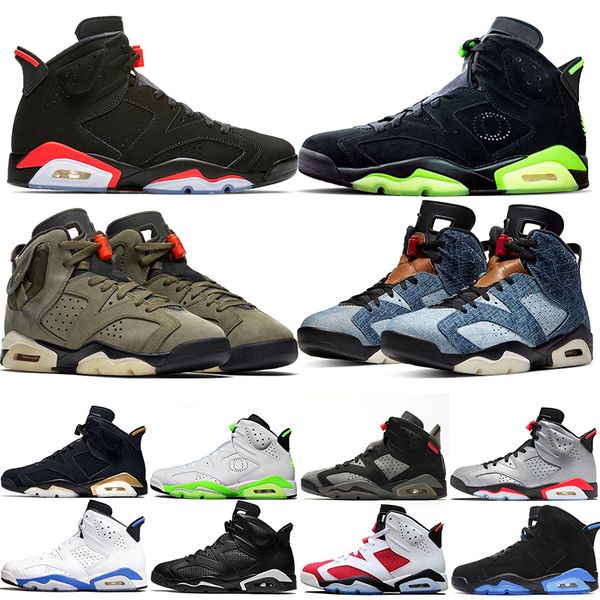 

travis scotts 6 6s washed denim mens basketball shoes black infrared bred dmp psg 3m reflective men sports sneakers us 7-13