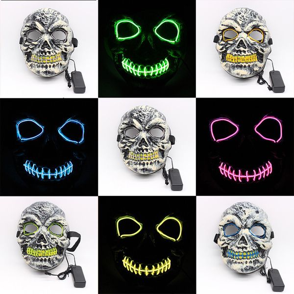 Halloween EL Wire Glow Skull Maske Totenkopf-Gesichtsmaske Glowing In The Dark Horror-Maske Einstellbare blinkende Halloween-Party-Masken DBC VT0725
