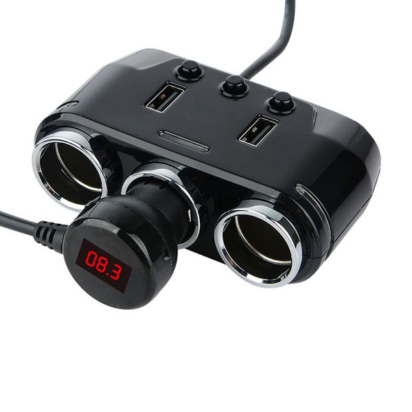 

12v-24v car one for three cigarette lighter socket splitter plug led usb charger adapter 3.1a 100w detection for phone charger