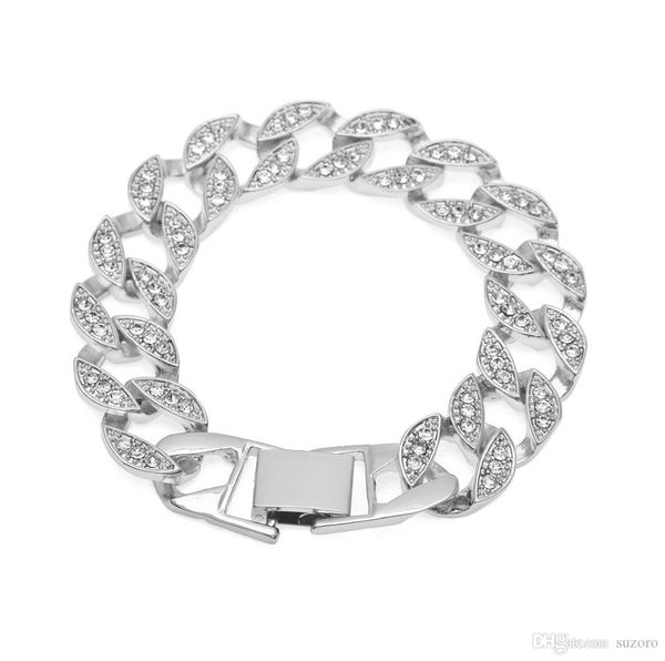 

хип-хоп кубинской цепи мужской браслет 6 алмазный майами цепной браслет nnn01 полный алмазные тот же популярный браслет, Black