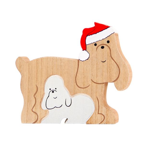 

wooden dog christmas deskdecorative ornaments holiday party decor wood crafts gifts xmas tree decor