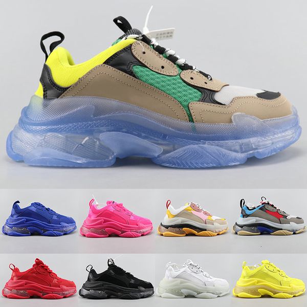 

triple s casual shoes clear bubble midsole triple black white green men women platform sports sneakers trainers with box 36-45