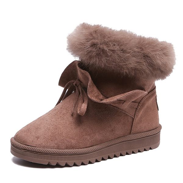 

women boots genuine leather real fur brand winter shoes warm black round toe casual plus size female snow boots
