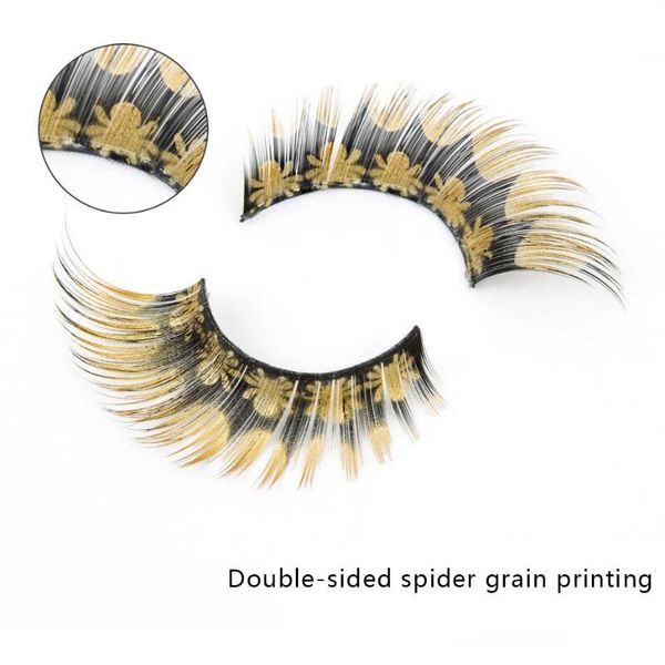 

fashion printed false eyelashes spider texture print fake eyelashes exaggerated personality false eyelashes beauty makeup tools
