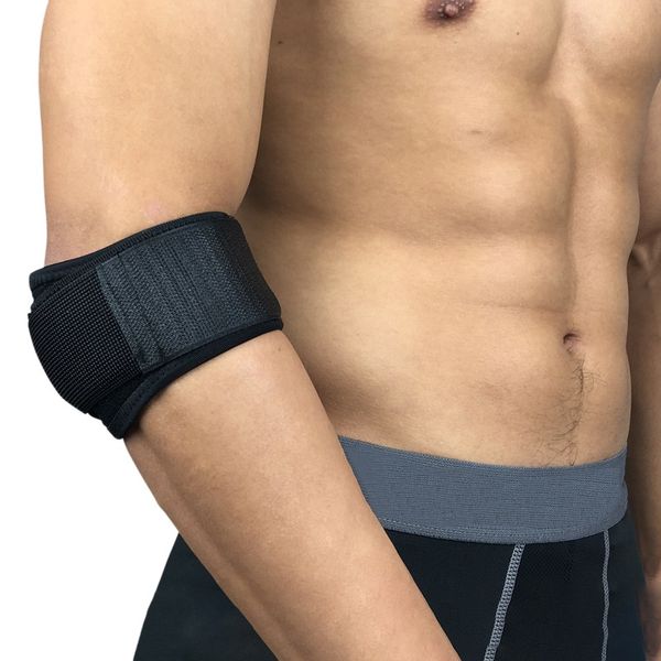 

2019 arrival adjustable tennis elbow support guard pads golfer's strap elbow lateral pain syndrome epicondylitis brace 1pcs, Black;gray