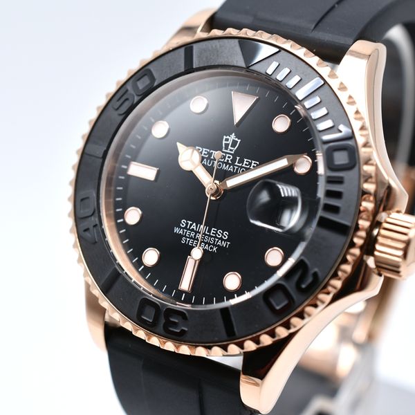 

noctilucous daydate sport brand automatic mens watches dropshipping peter lee silicone band men mechanical wristwatch gifts, Slivery;brown